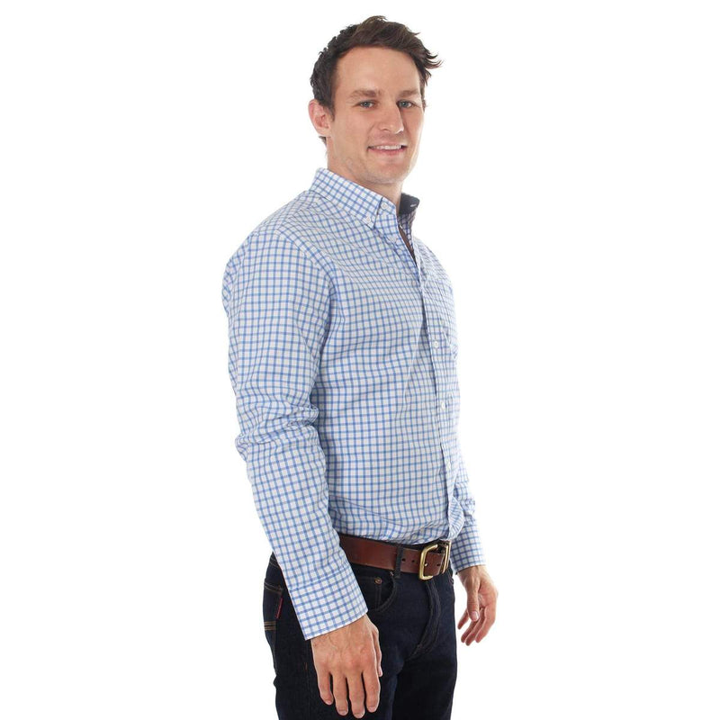 Ringers Western Heritage Mens Window Plaid Dress Shirt Blue/White
