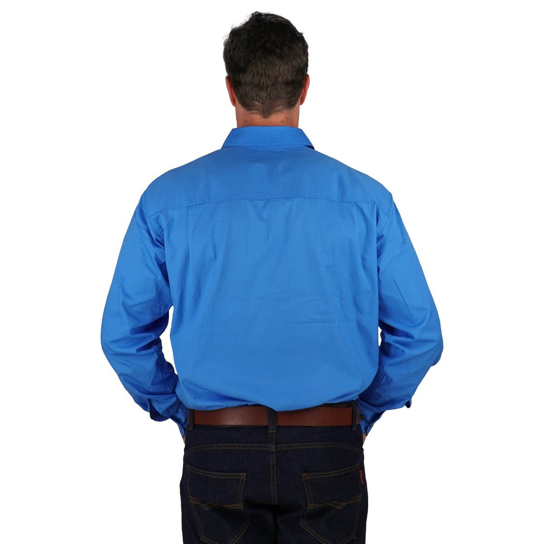 Ringers Western Boss Mens Half Button Work Shirt Blue Claytons Western Outdoors