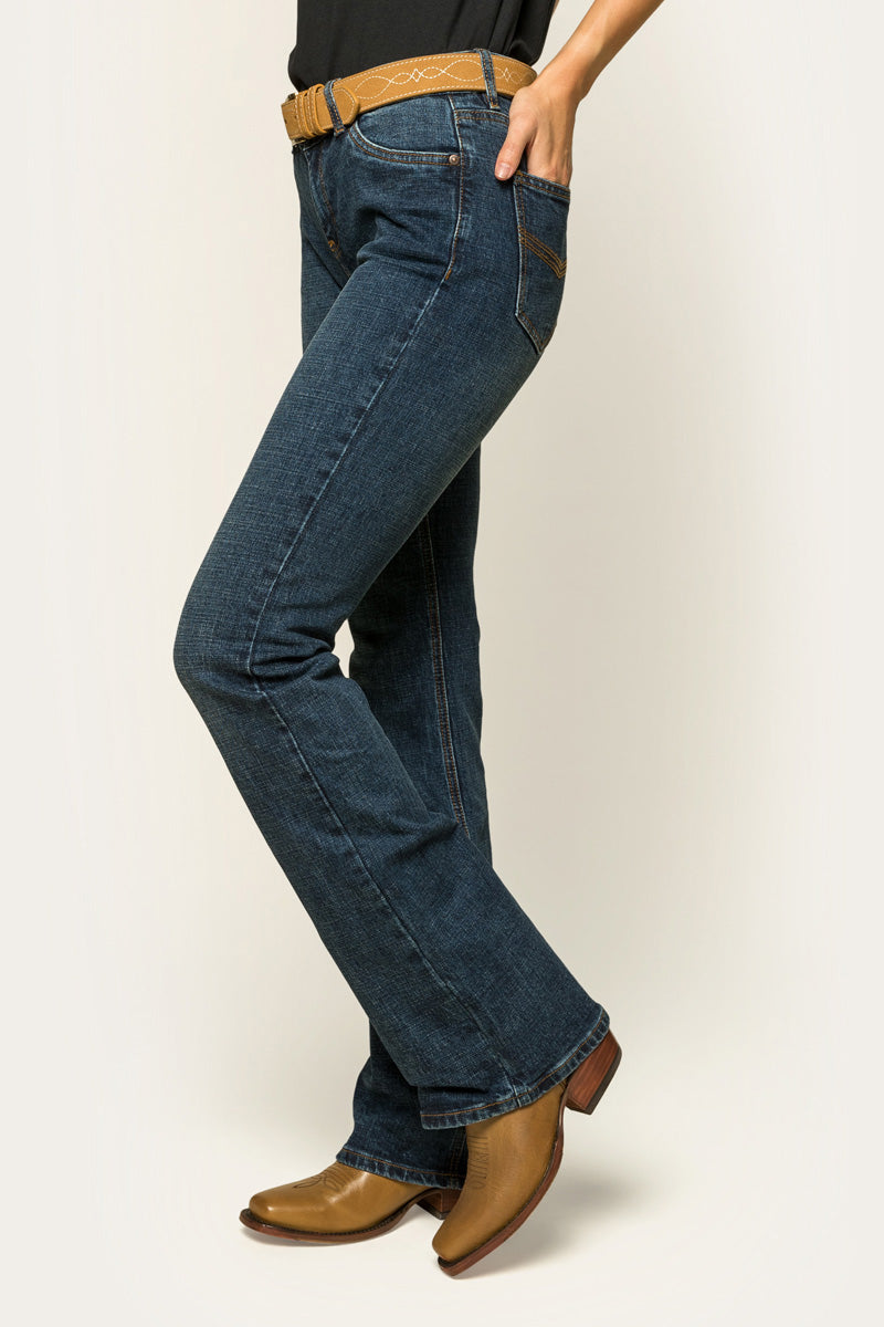 Ringers Western Megan Womans Low Rise Bootleg -  Classic Blue