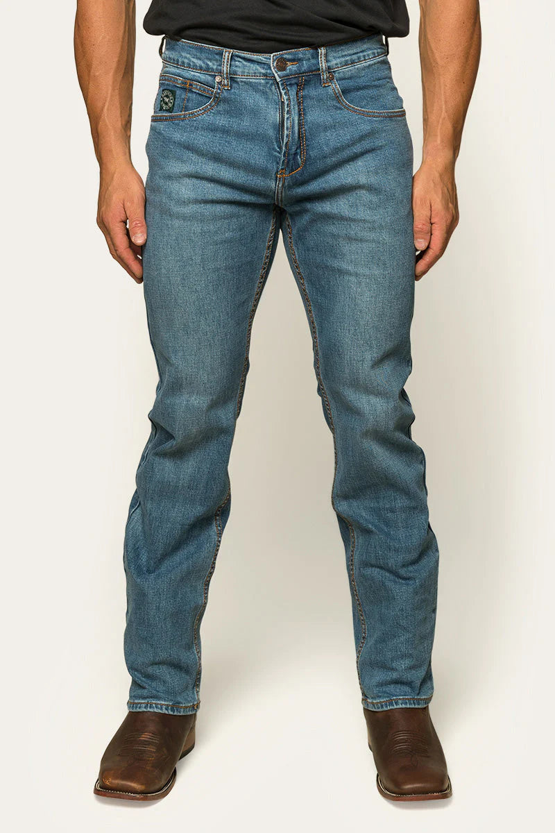 Ringers Western Muster Mens Slim Fit Straight Leg Jean Mid Blue